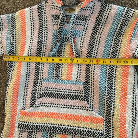 Earth Ragz Mexican Blanket Hoodie Baja Hippie Pullover Size Small - Picture 9 of 9